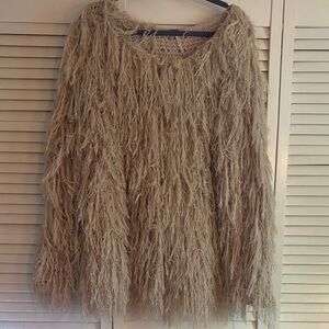 Free People Tan Fuzzy Sweater